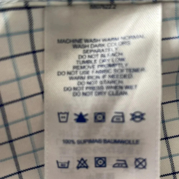 Lands End White Blue Button Down Supima Cotton Shirt Button Front Long Sleeve - Picture 6 of 8